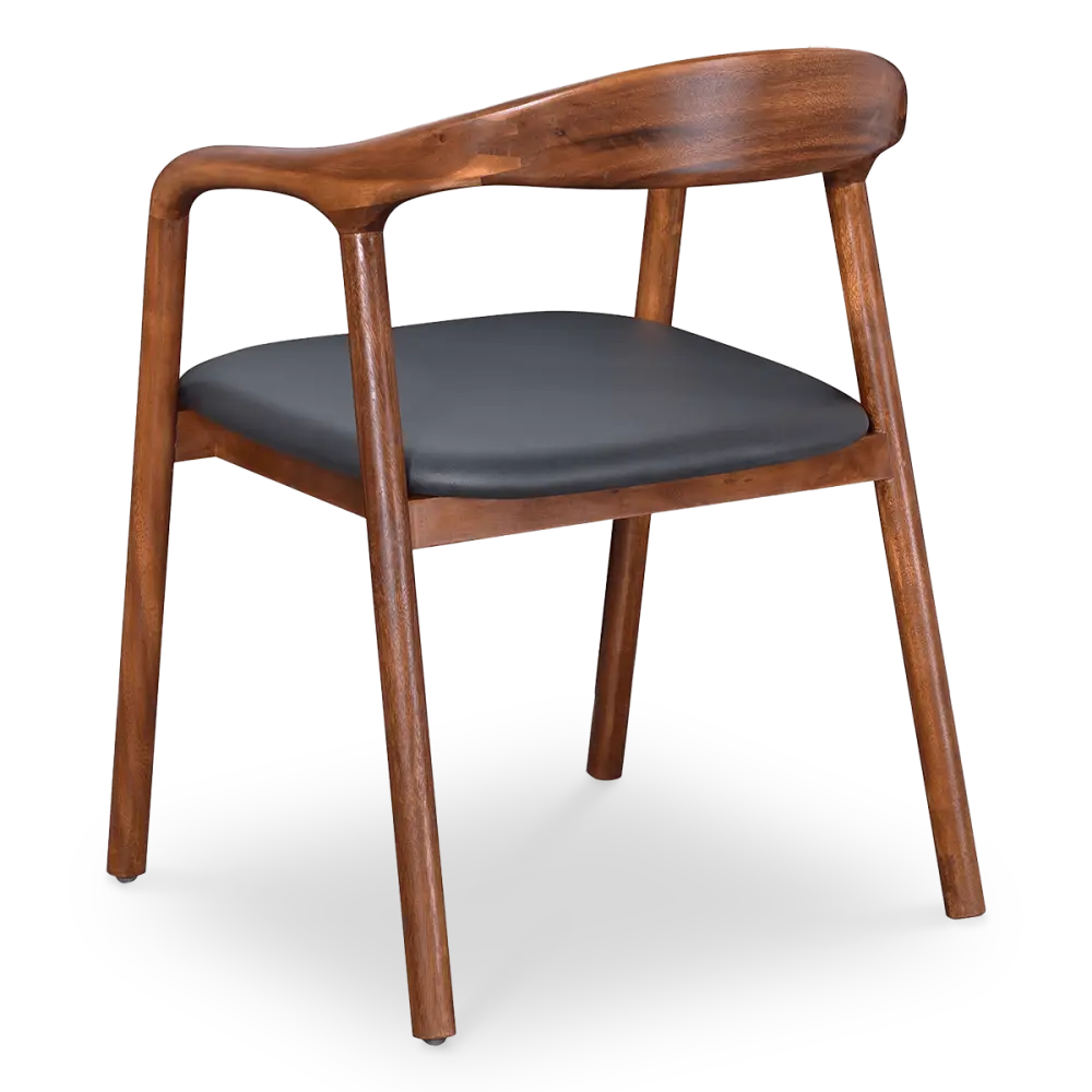Artson Eetkamerstoel | Notenhout | Zwart PU Leer