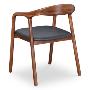 Artson Eetkamerstoel | Notenhout | Zwart PU Leer