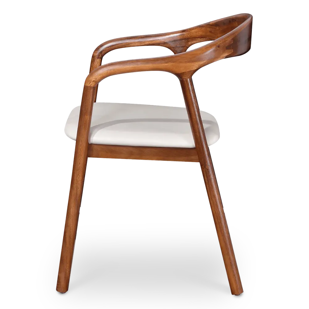 Artson Eetkamerstoel | Notenhout | Wit PU Leer