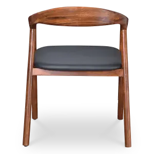 Artson Eetkamerstoel | Notenhout | Zwart PU Leer