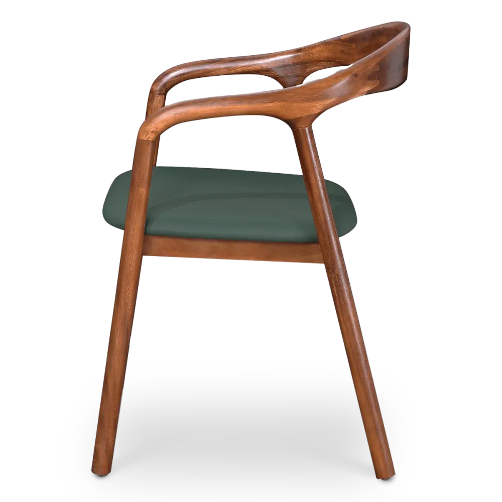 Artson Eetkamerstoel | Notenhout | Groen PU Leer