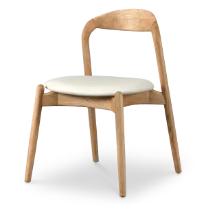 Bow Stoel Essen Hout | Offwhite PU Leer