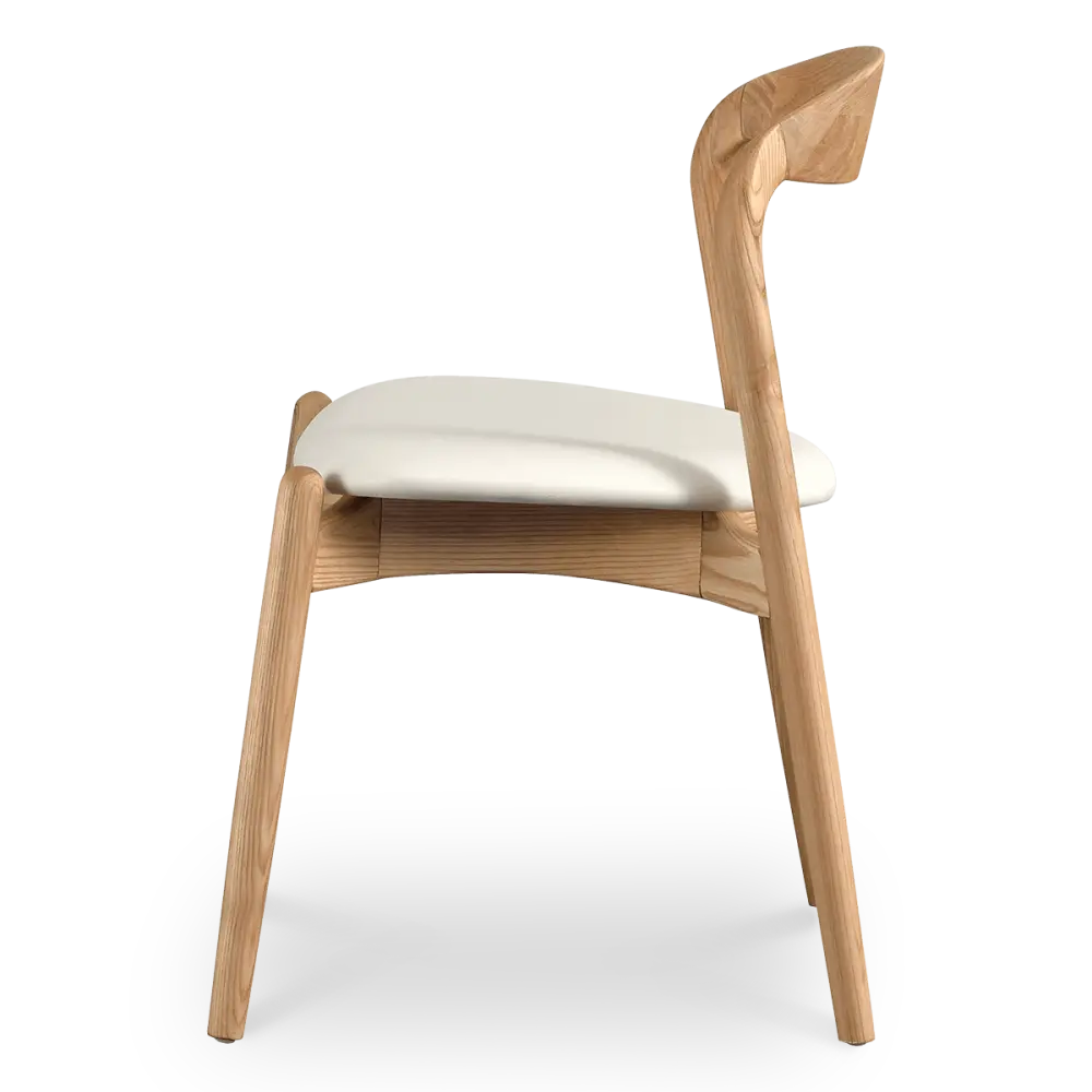Bow Stoel Essen Hout | Offwhite PU Leer