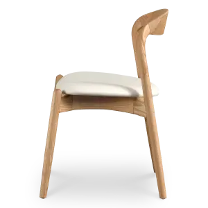 Bow Stoel Essen Hout | Offwhite PU Leer
