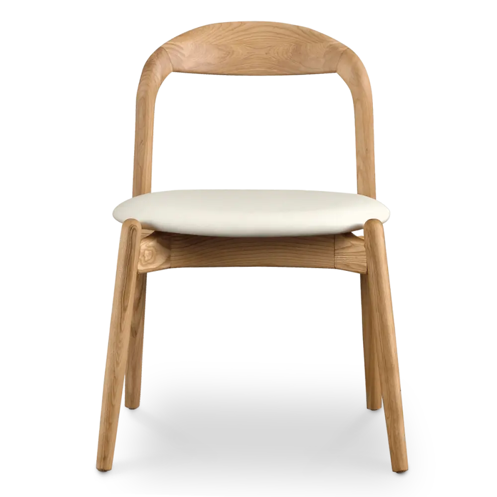Bow Stoel Essen Hout | Offwhite PU Leer