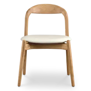 Bow Stoel Essen Hout | Offwhite PU Leer