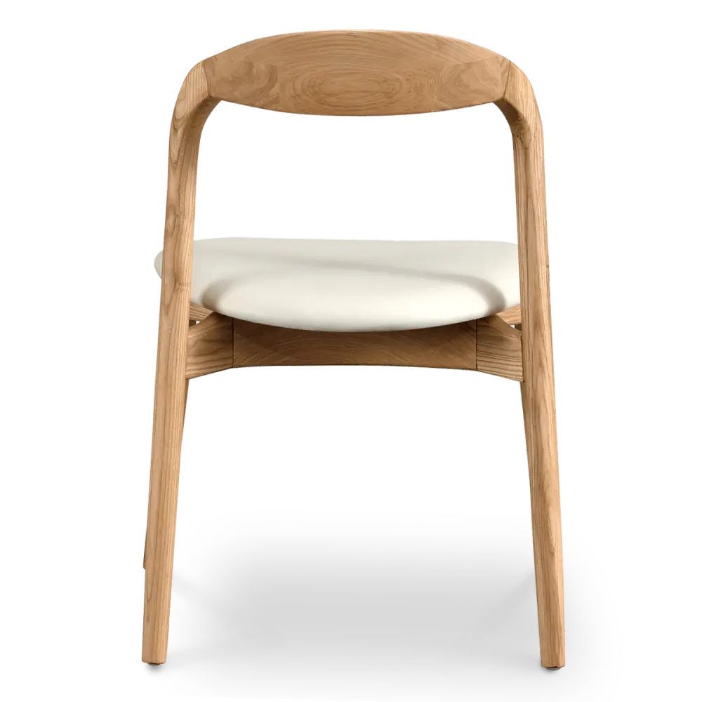 Bow Stoel Essen Hout | Offwhite PU Leer
