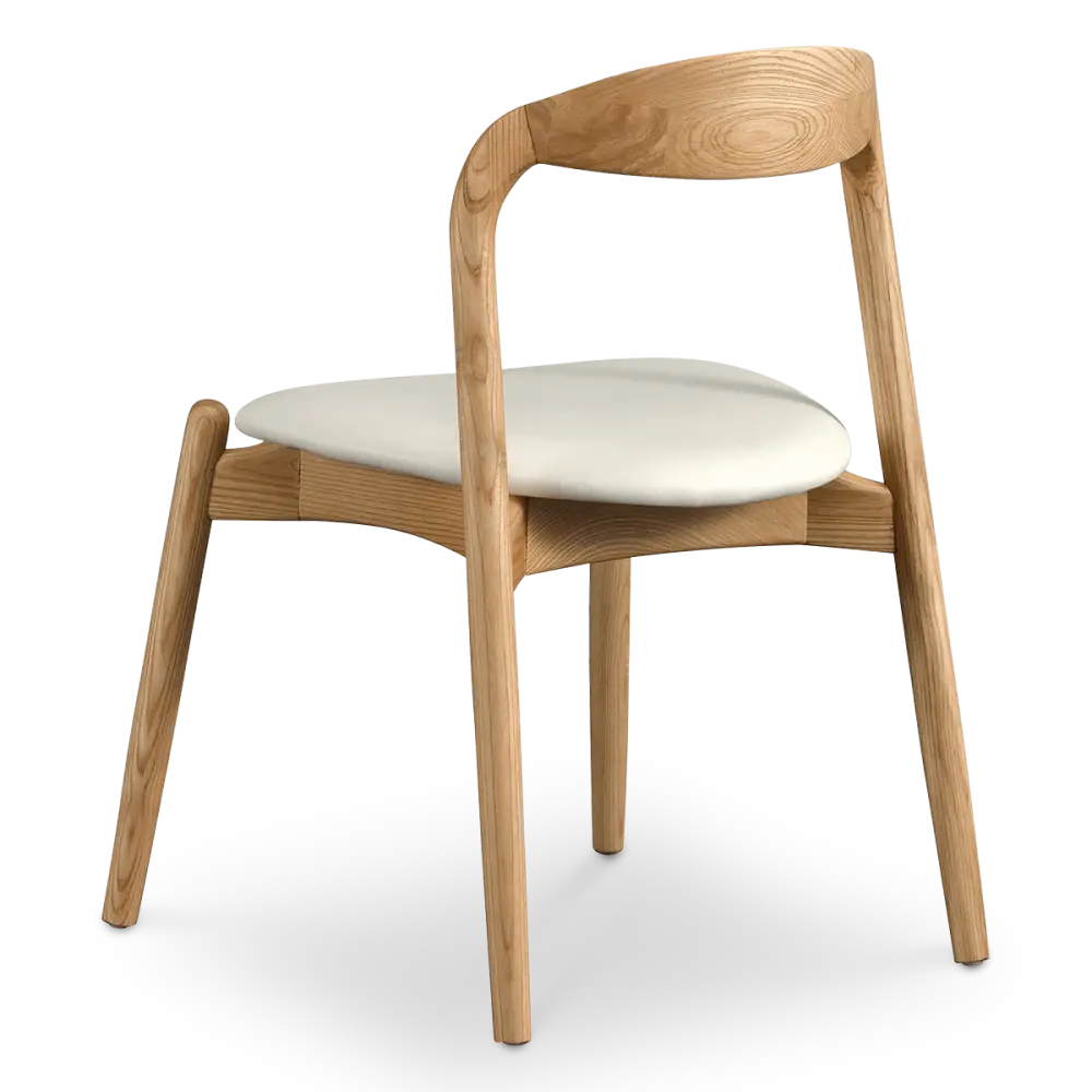 Bow Stoel Essen Hout | Offwhite PU Leer