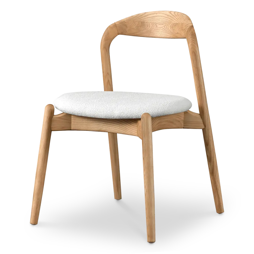 Bow Stoel Essen Hout | Wit Boucle