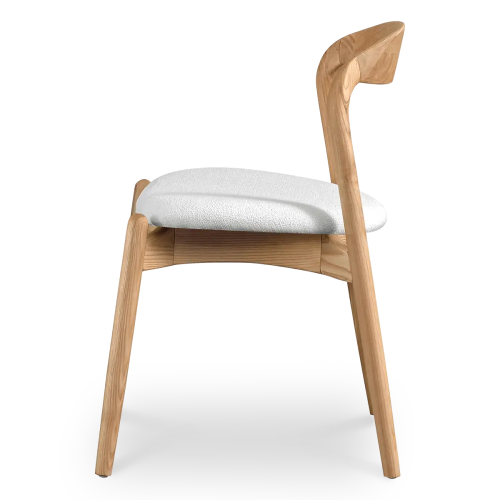 Bow Stoel Essen Hout | Wit Boucle