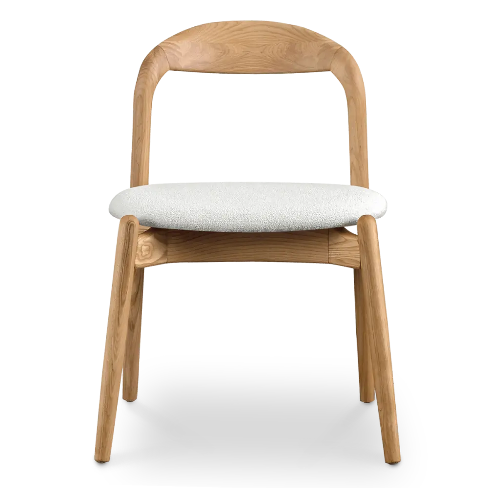Bow Stoel Essen Hout | Wit Boucle