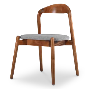 Bow Stoel Walnoot Hout | Grijs Boucle