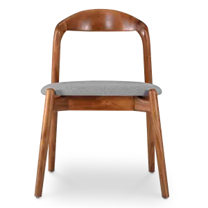Bow Stoel Walnoot Hout | Grijs Boucle