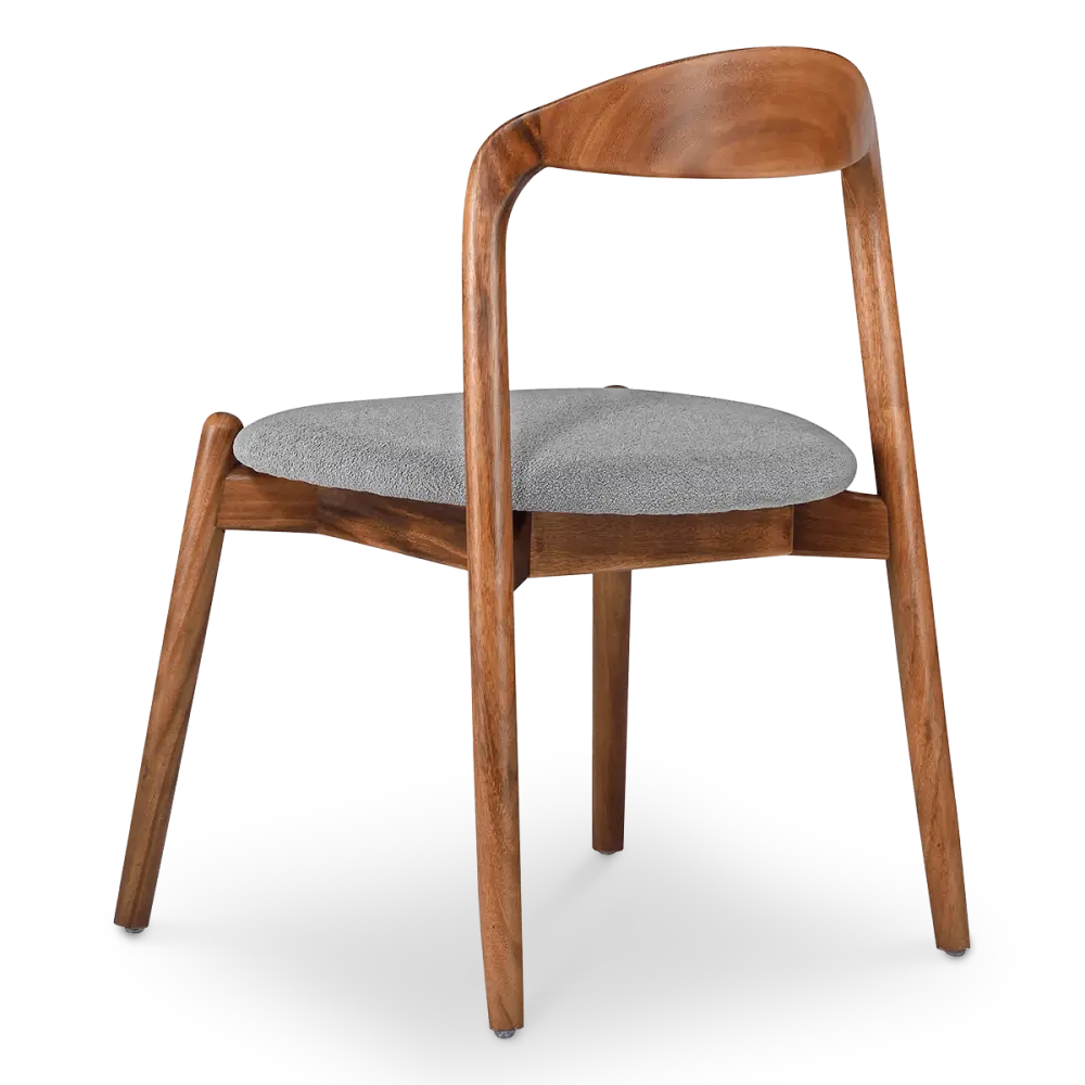 Bow Stoel Walnoot Hout | Grijs Boucle
