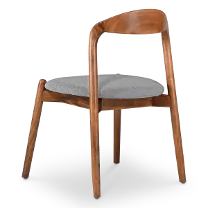 Bow Stoel Walnoot Hout | Grijs Boucle