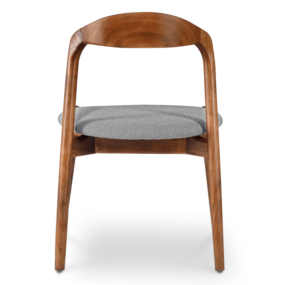 Bow Stoel Walnoot Hout | Grijs Boucle