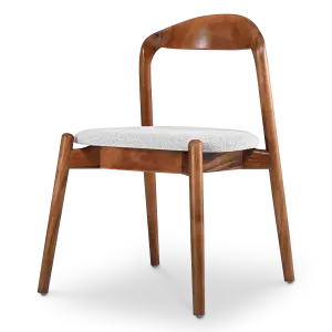 Bow Stoel Walnoot Hout | Wit Boucle
