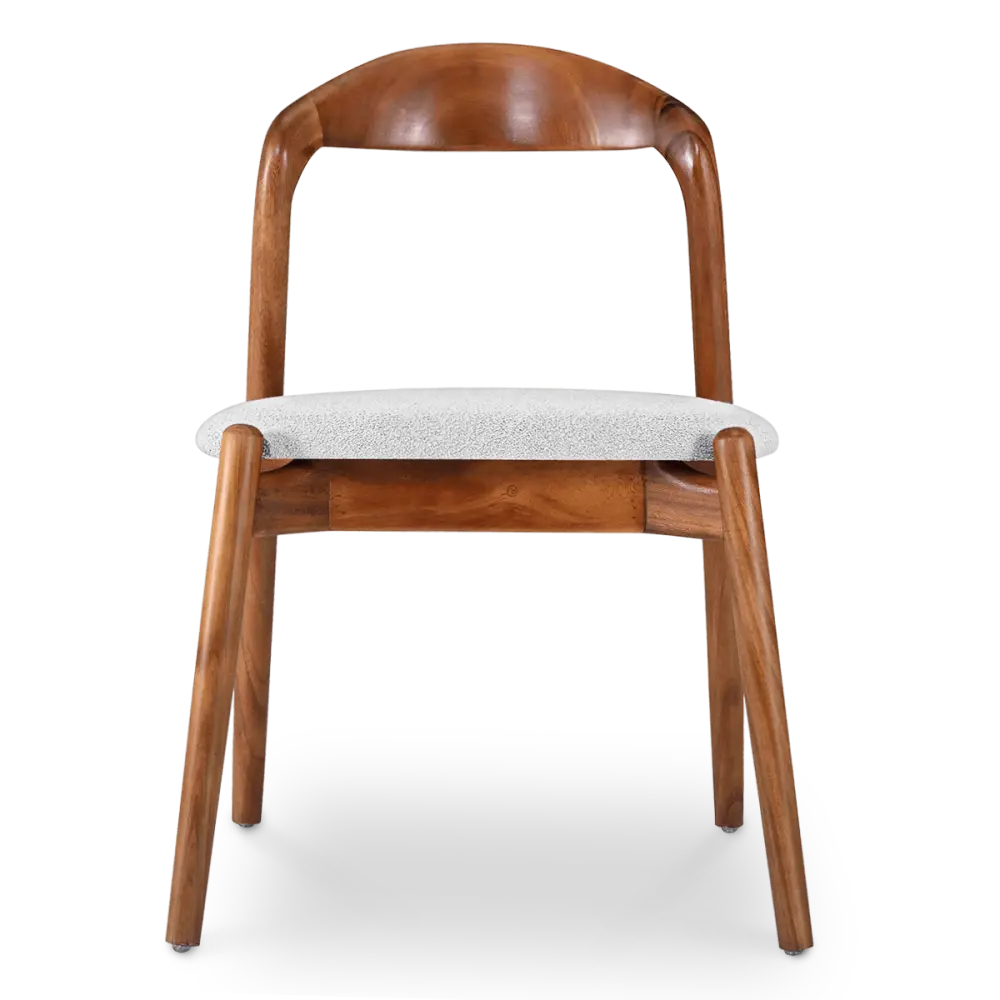 Bow Stoel Walnoot Hout | Wit Boucle