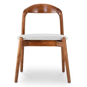 Bow Stoel Walnoot Hout | Wit Boucle