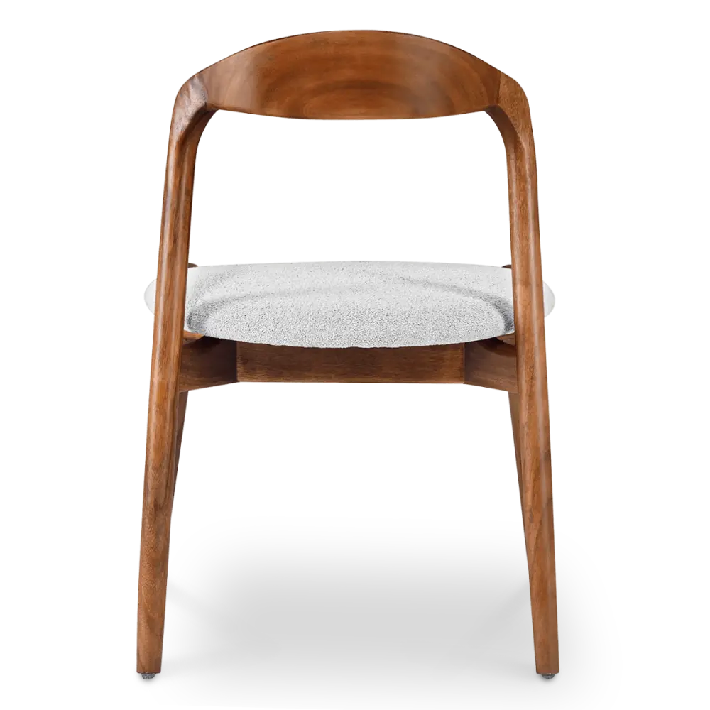 Bow Stoel Walnoot Hout | Wit Boucle