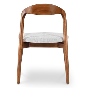 Bow Stoel Walnoot Hout | Wit Boucle