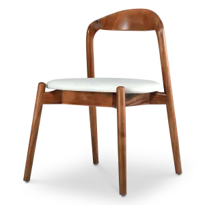 Bow Stoel Walnoot Hout | Offwhite PU Leer