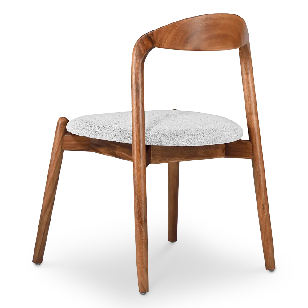 Bow Stoel Walnoot Hout | Wit Boucle