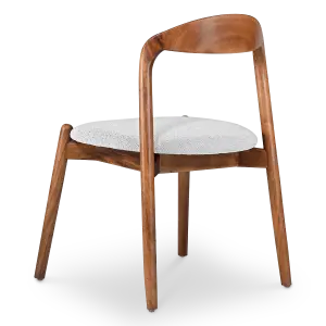 Bow Stoel Walnoot Hout | Wit Boucle