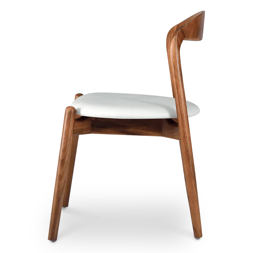 Bow Stoel Walnoot Hout | Offwhite PU Leer