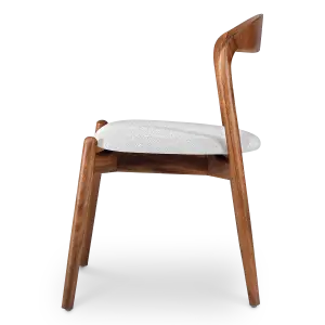 Bow Stoel Walnoot Hout | Wit Boucle