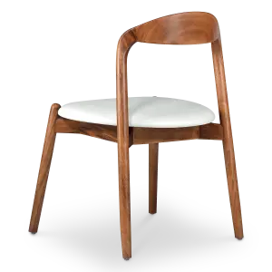 Bow Stoel Walnoot Hout | Offwhite PU Leer