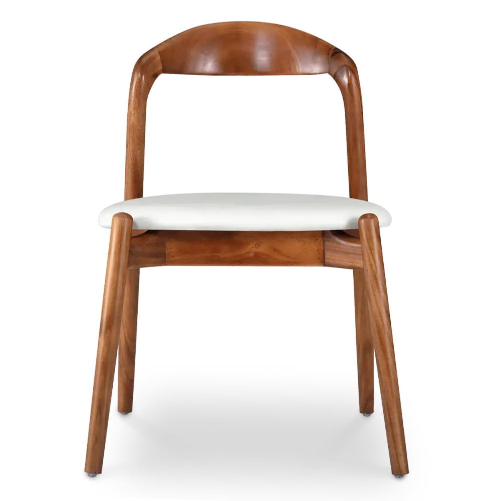 Bow Stoel Walnoot Hout | Offwhite PU Leer
