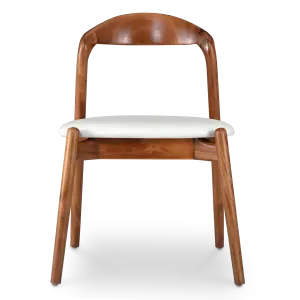 Bow Stoel Walnoot Hout | Offwhite PU Leer