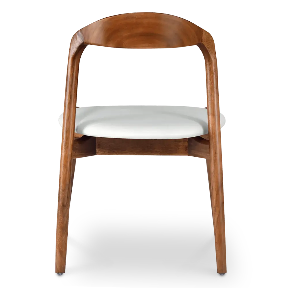 Bow Stoel Walnoot Hout | Offwhite PU Leer
