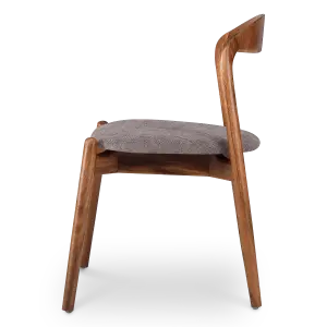 Bow Stoel Walnoot Hout | Grijs Bruin Chenille