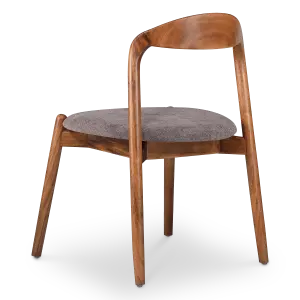 Bow Stoel Walnoot Hout | Grijs Bruin Chenille