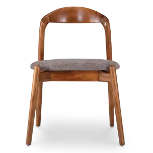 Bow Stoel Walnoot Hout | Grijs Bruin Chenille
