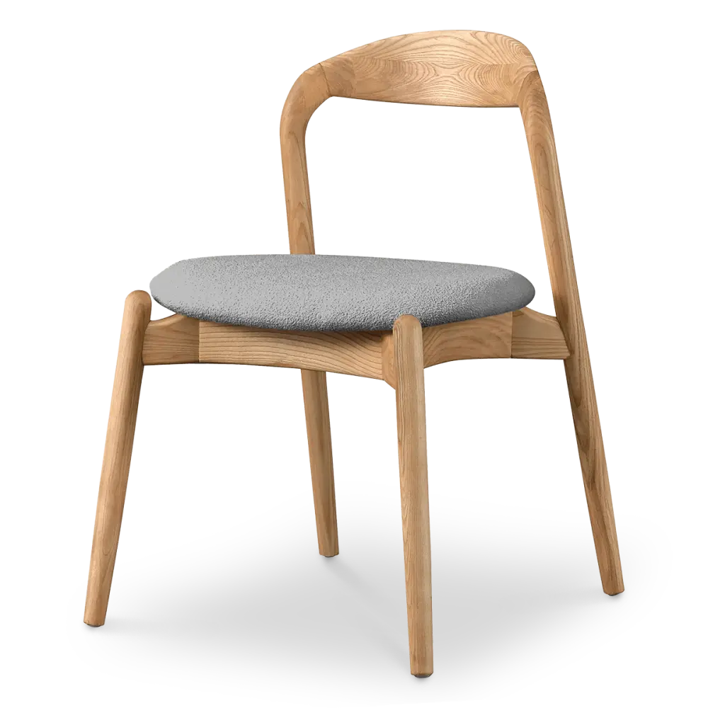 Bow Stoel Essen Hout | Grijs Boucle