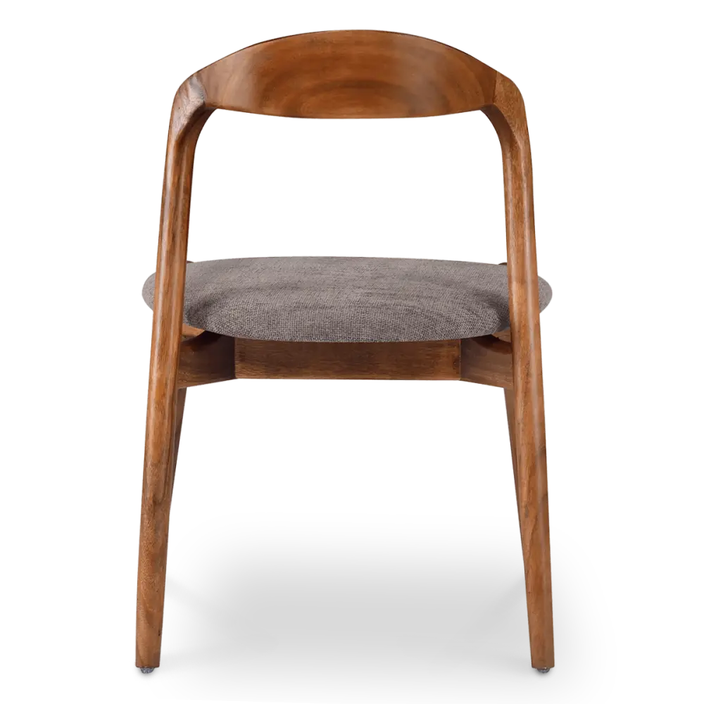 Bow Stoel Walnoot Hout | Grijs Bruin Chenille
