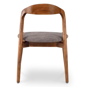 Bow Stoel Walnoot Hout | Grijs Bruin Chenille