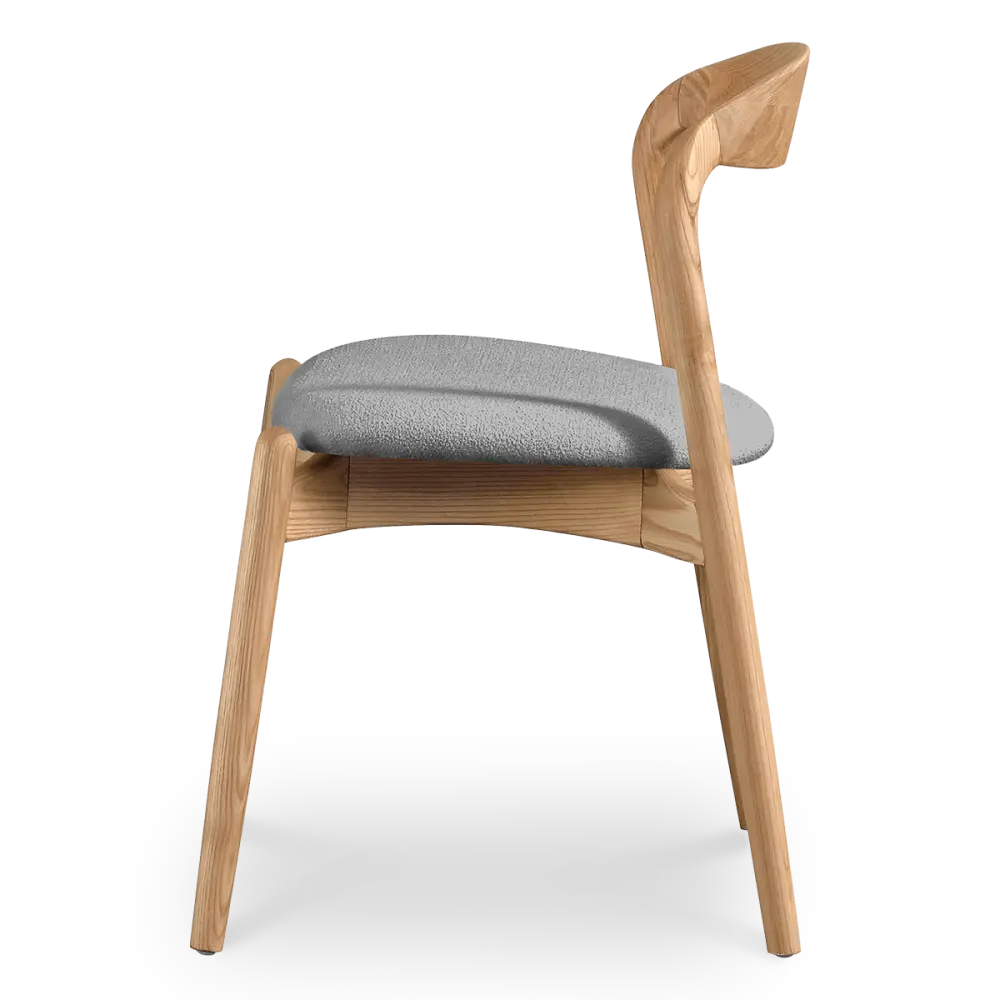 Bow Stoel Essen Hout | Grijs Boucle