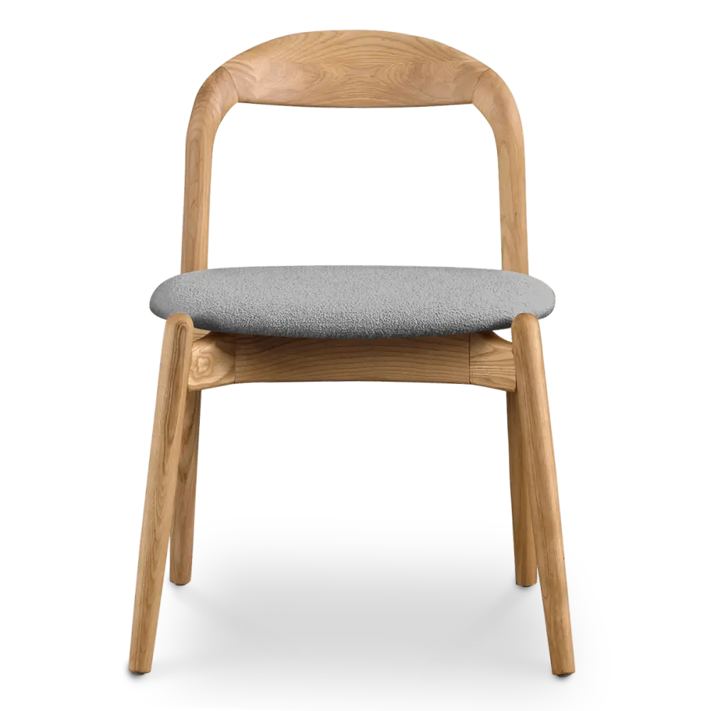 Bow Stoel Essen Hout | Grijs Boucle