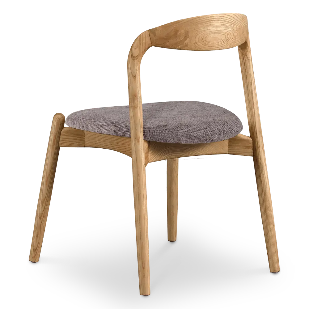 Bow Stoel Essen Hout | Grijs Bruin Chenille