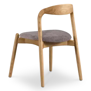 Bow Stoel Essen Hout | Grijs Bruin Chenille