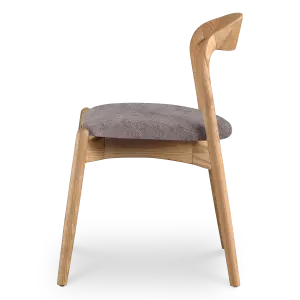 Bow Stoel Essen Hout | Grijs Bruin Chenille