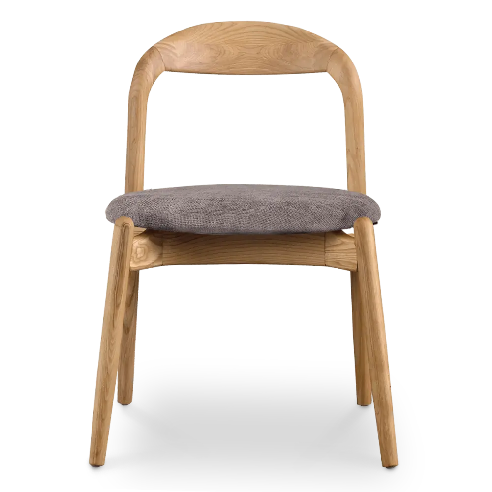 Bow Stoel Essen Hout | Grijs Bruin Chenille