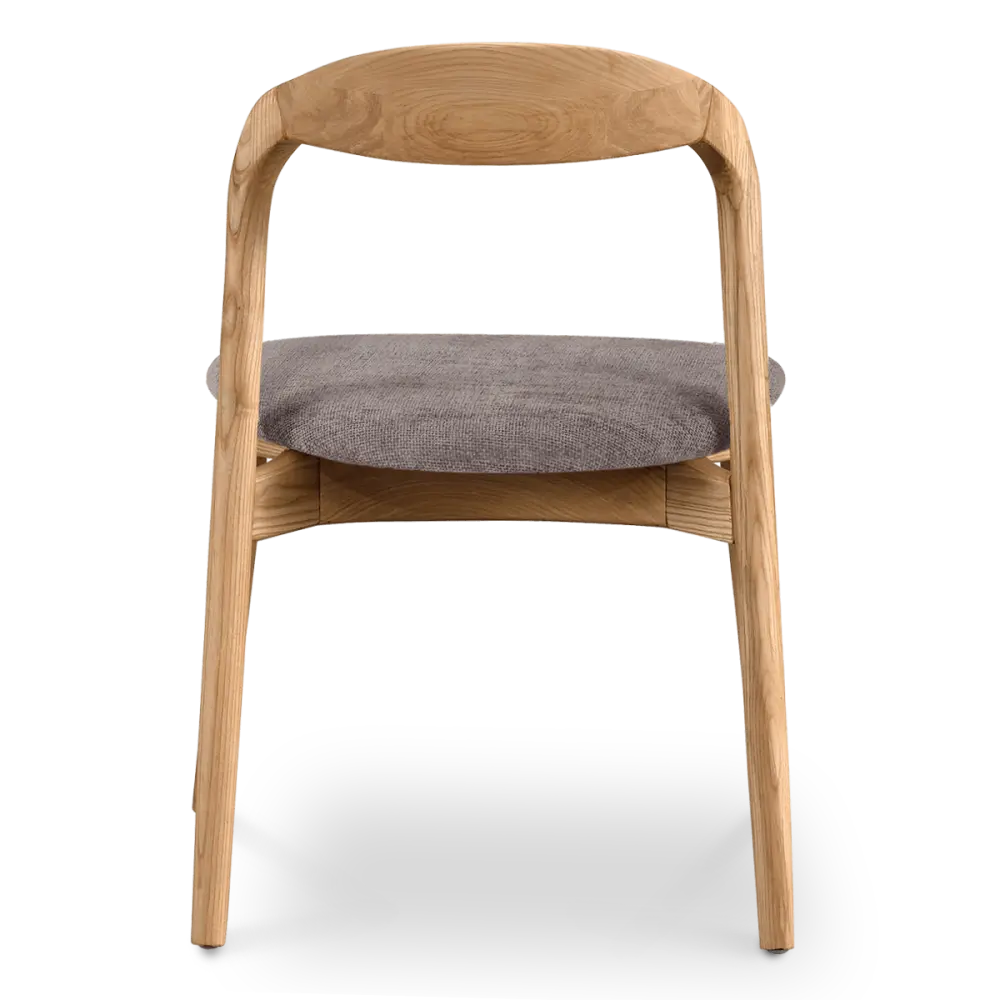 Bow Stoel Essen Hout | Grijs Bruin Chenille