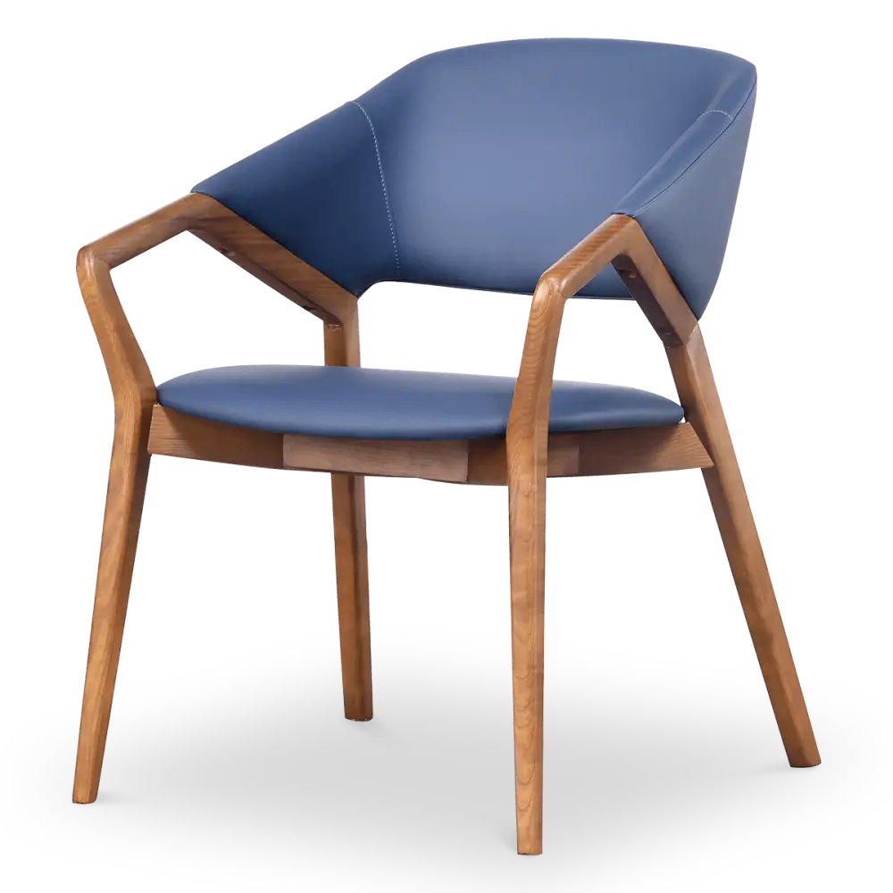 Japandi Eetkamerstoel Candorra | Blauw | Walnoot