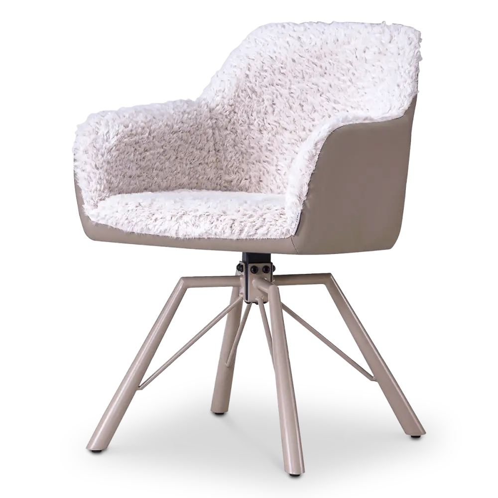 Draaibare Eetkamerstoel Nord | Taupe Sheepskin Taupe Leer  | Taupe Onderstel