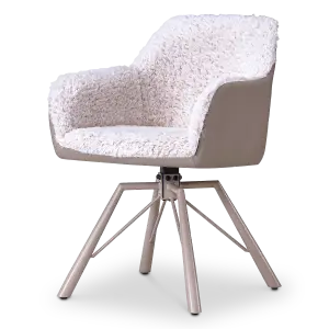 Draaibare Eetkamerstoel Nord | Taupe Sheepskin Taupe Leer  | Taupe Onderstel